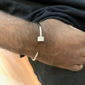 MEN'S Stainless Steel - Nail Design Bracelet - Silver